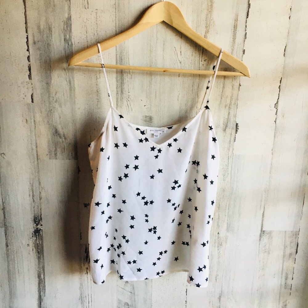NWOT $108 EQUIPMENT Femme Layla Silk Cami Stars Washed Silk Minimalist S